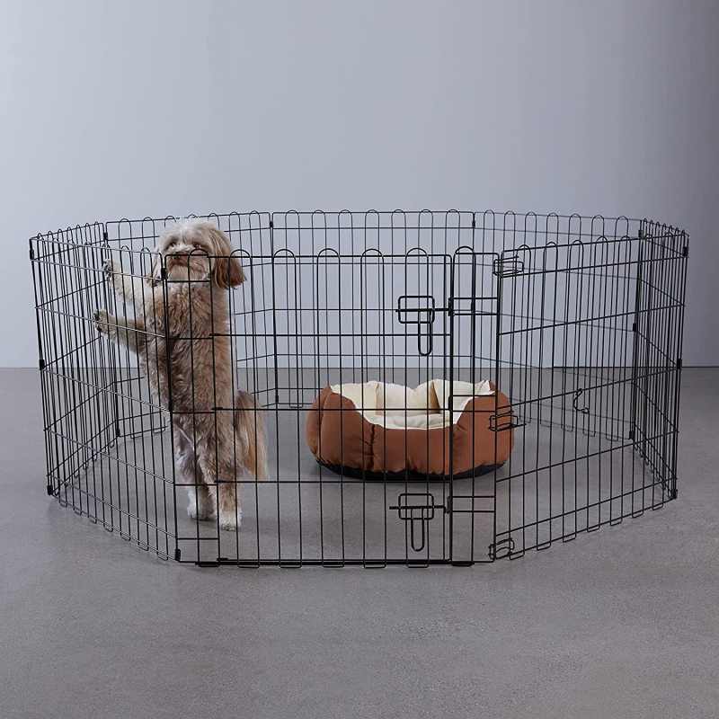 Foldable Metal Pet Dog Exercise Fence Pen With Door Gate