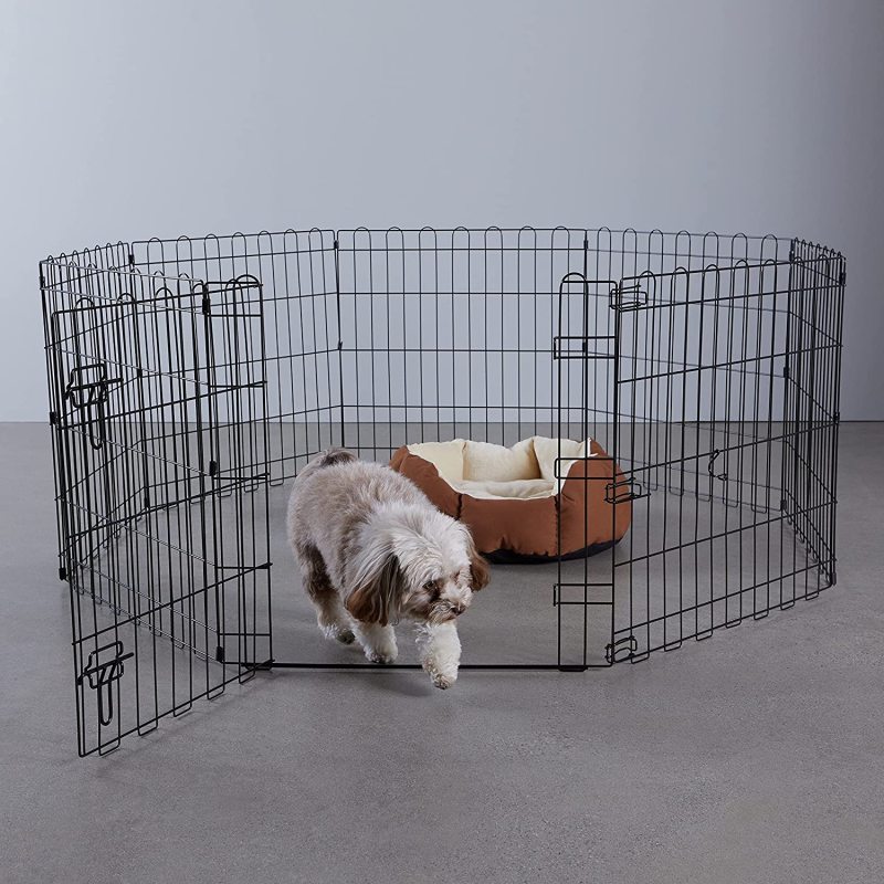 Foldable Metal Pet Dog Exercise Fence Pen With Door Gate
