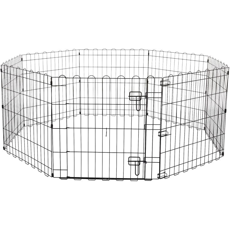 Foldable Metal Pet Dog Exercise Fence Pen With Door Gate