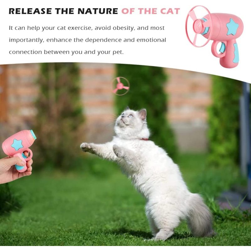 Funny Kitten Fetch Interactive Cat Toy with Pieces Flying Propellers Pet Stuff Tracking Toy for Cat