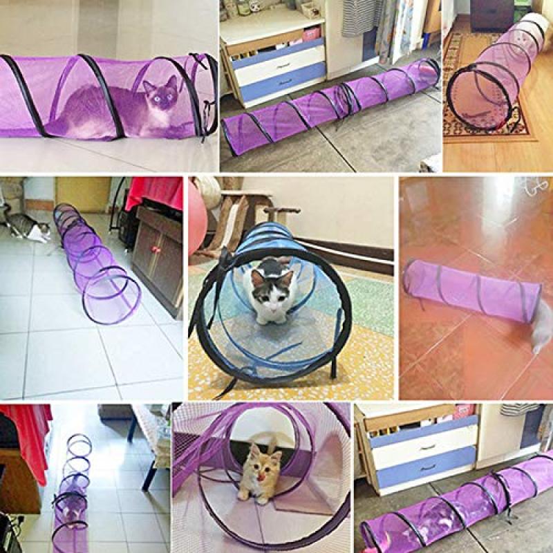 See Through Cat Crawl Tunnel Toys for Indoor Outdoor Cats Playing Tent Cube, Breathable Mesh,for Kitten Summer Training