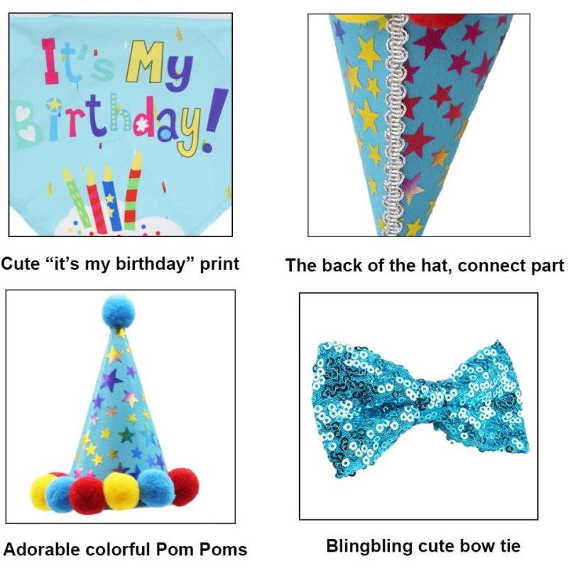 Wholesale Birthday For Dog Bandana Scarf And Dog Hat With Dog Bow Tie For Pet