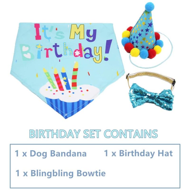 Wholesale Birthday For Dog Bandana Scarf And Dog Hat With Dog Bow Tie For Pet