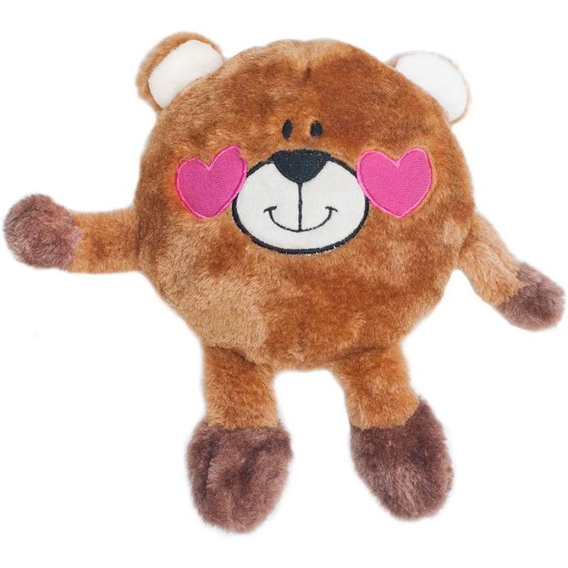 Holiday Brainey Squeak Plush Dog Toy Bear in Love