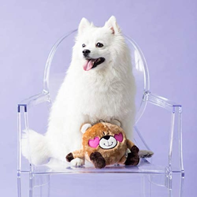 Holiday Brainey Squeak Plush Dog Toy Bear in Love