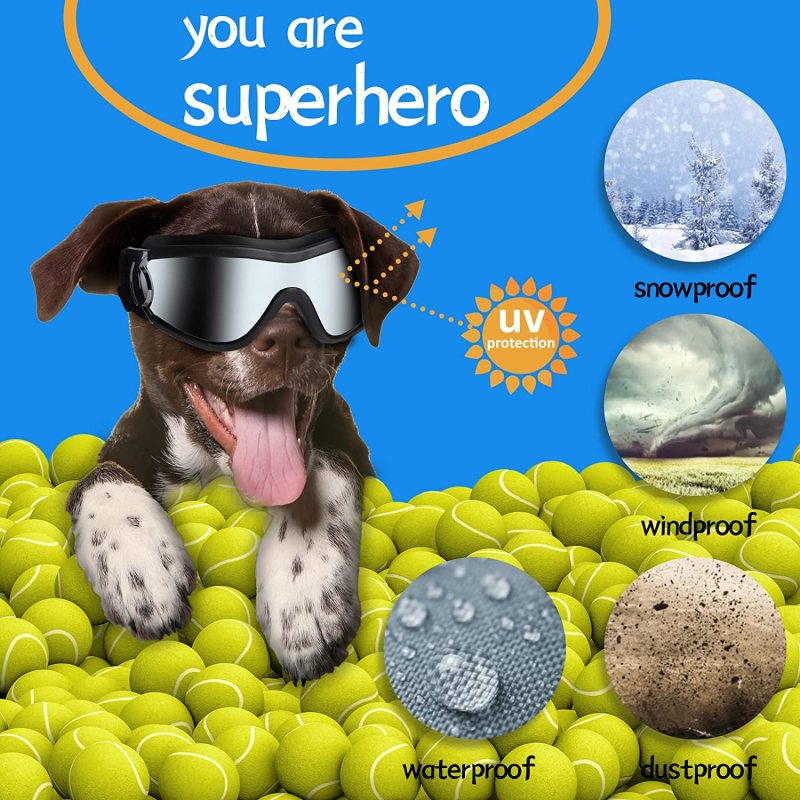 UV Protection Wind Sunglasses for Dogs Pet Glasses Eye Wear Adjustable Strap