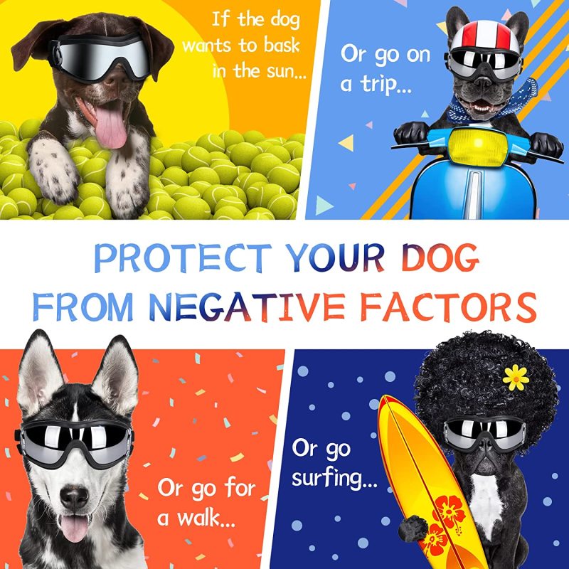 UV Protection Wind Sunglasses for Dogs Pet Glasses Eye Wear Adjustable Strap