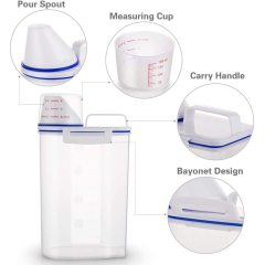 Pet Food Storage Container with Pour Spout and Measuring Cup, BPA-Free Plastic,Airtight Pet Dry Food Dispenser and Seal Buckles
