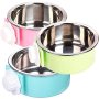 Crate Dog Food Water Bowls 2-in-1 Plastic Kennel Stainless Steel Pet Removable Hanging Cat Feeder Coop