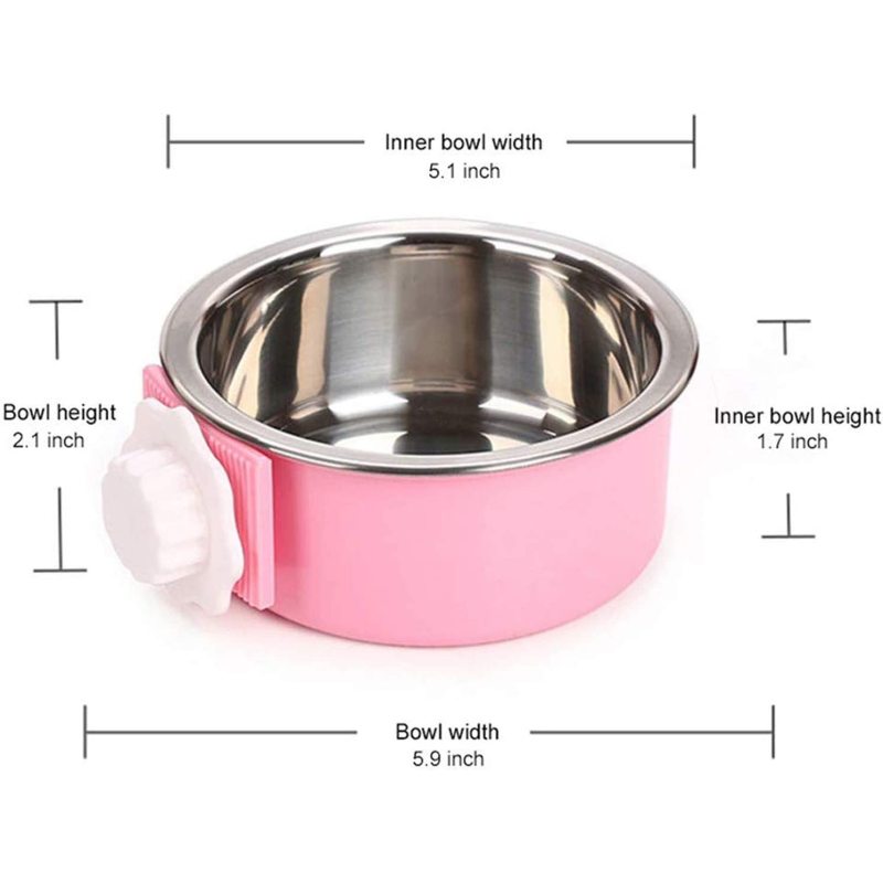 Crate Dog Food Water Bowls 2-in-1 Plastic Kennel Stainless Steel Pet Removable Hanging Cat Feeder Coop