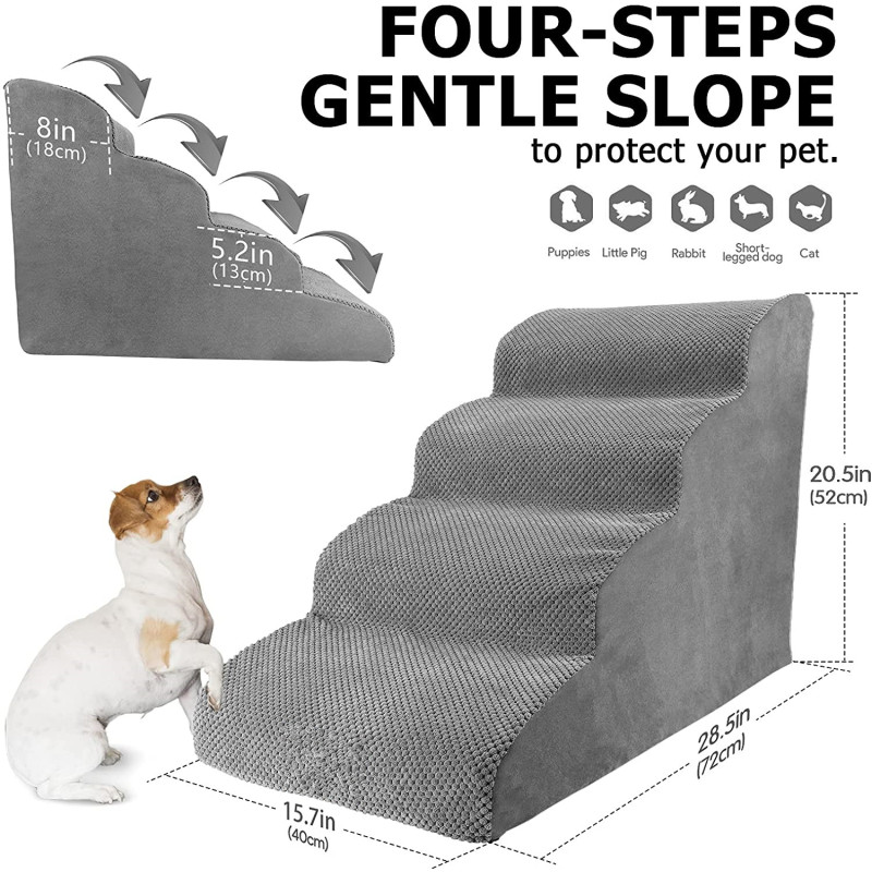 Extra Wide Deep Pet Steps Pet Stairs dog Ramp for Bed,Soft Foam Dog Ladder