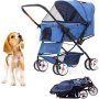 Dog Stroller with Reversible Handle Folding Pet Stroller for Dogs/Cats with 4 Wheels Puppy Stroller