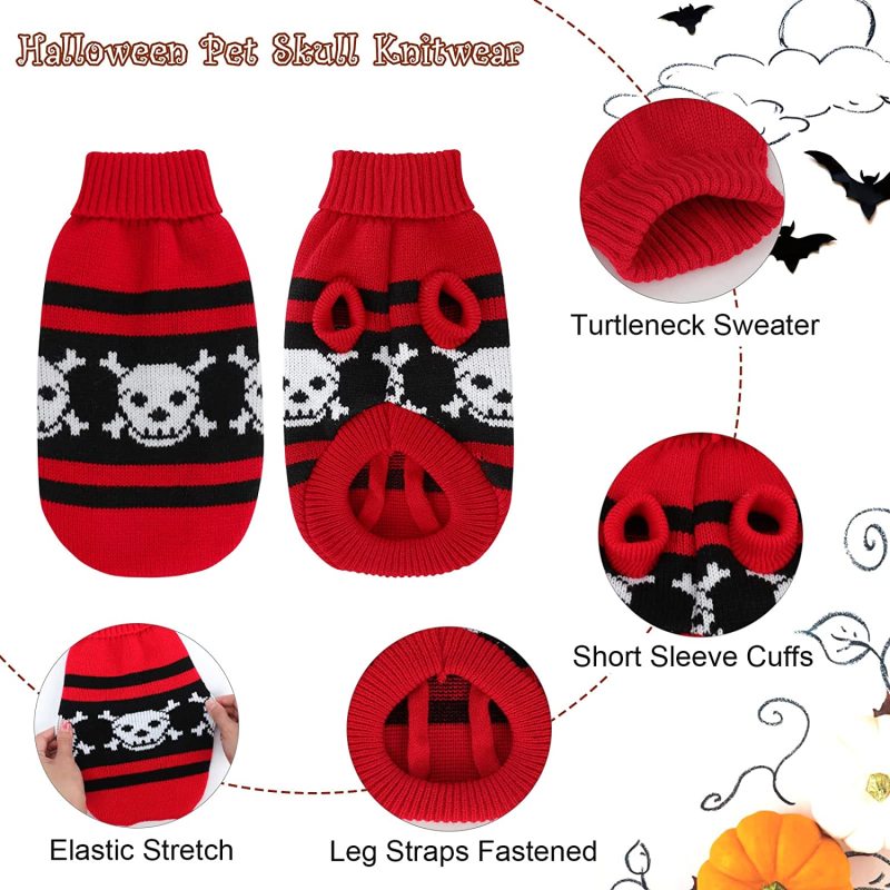 Cat Sweater Turtleneck Knitted Pumpkin Sweaters for Cats Only Kitten Kitty Sweater Warm Winter Knit Pullover Knitwear