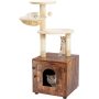 Indoor Cat Litter Box Furniture with Cat Tree Tower Wooden Cat House