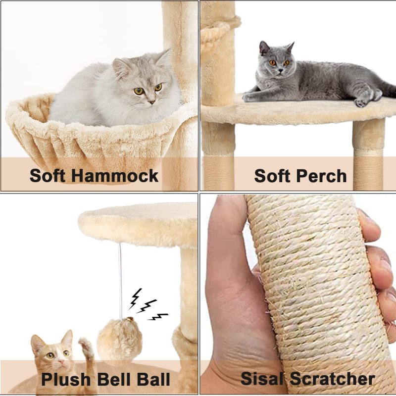 Indoor Cat Litter Box Furniture with Cat Tree Tower Wooden Cat House