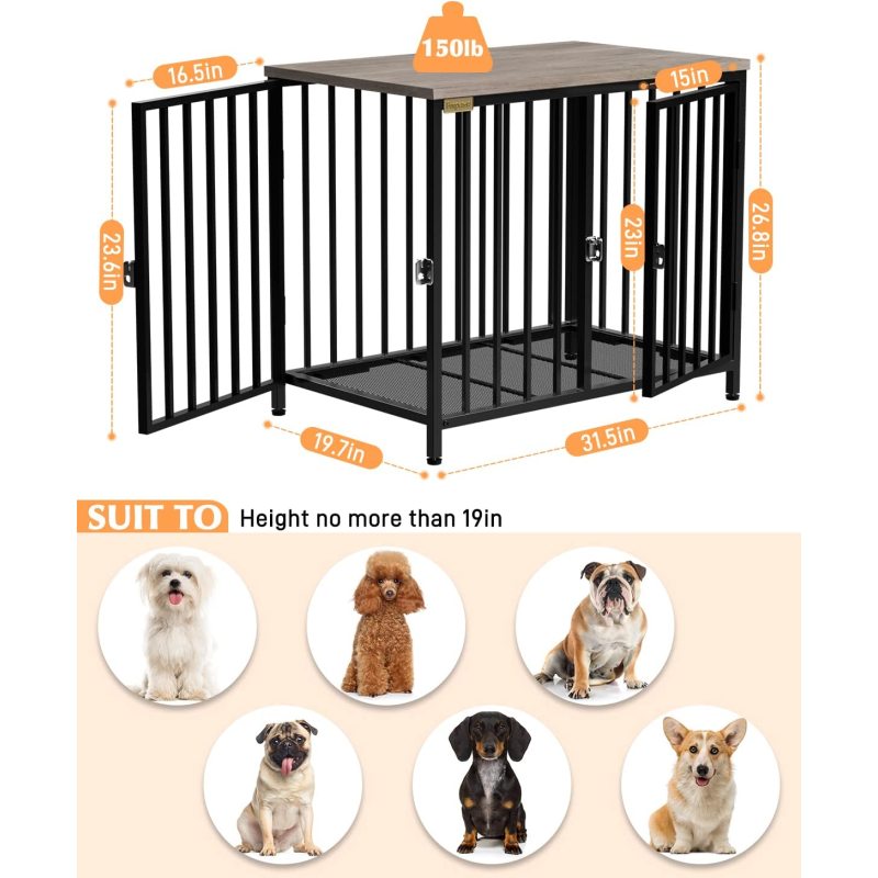 Durable,Easy to Assemble Dog Crate Kennel Cage with Strong Metal Frame