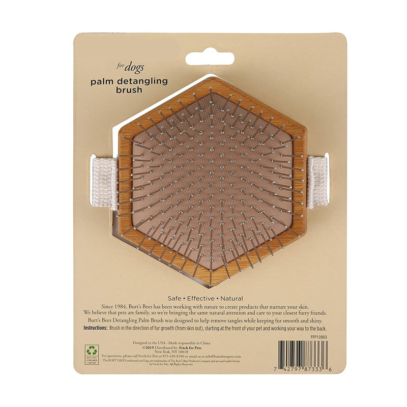Detangler with Adjustable Strap Bamboo Dog Brush  for Pets Palm