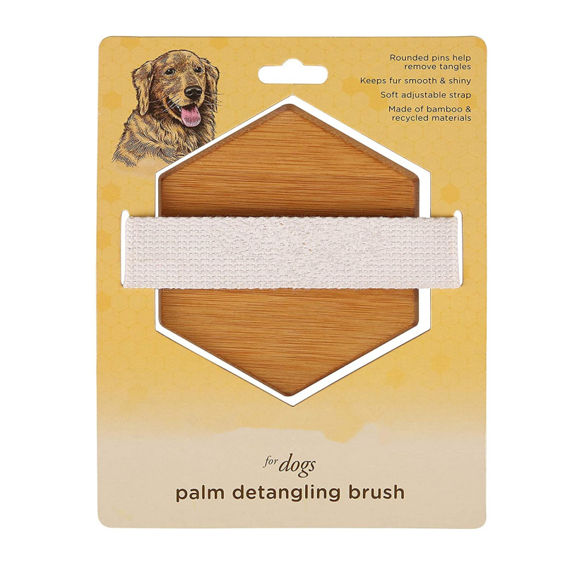 Detangler with Adjustable Strap Bamboo Dog Brush  for Pets Palm