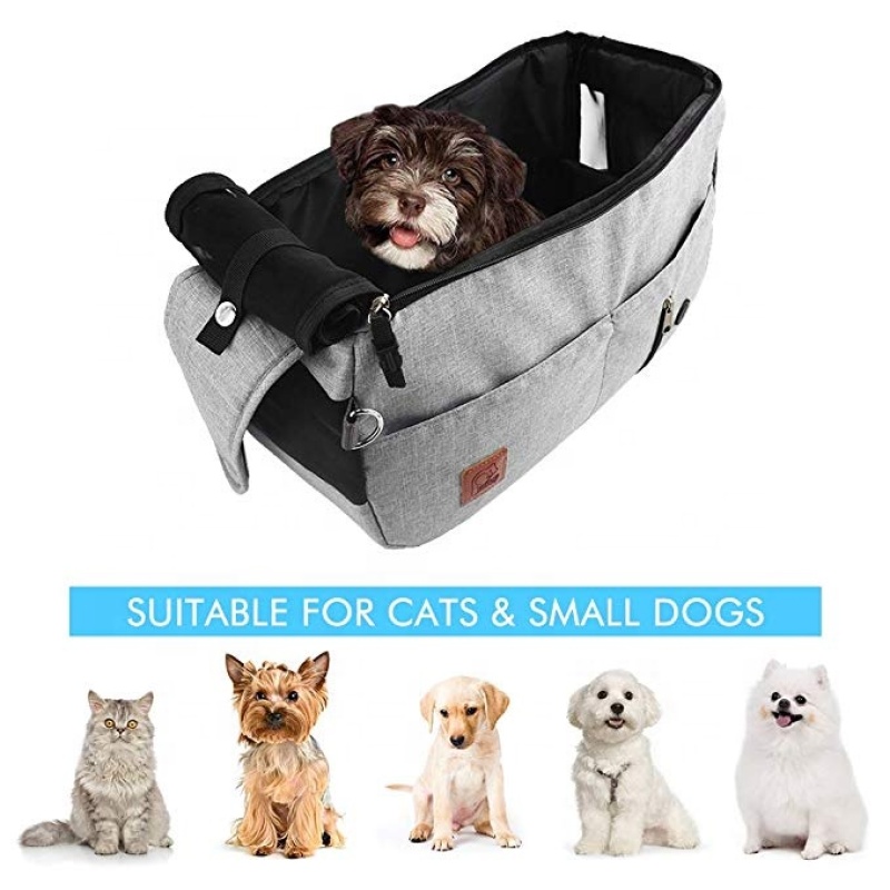 built-in poop bag dispenser phone pouch long band zipper suitable pet cat dog shoulder bag