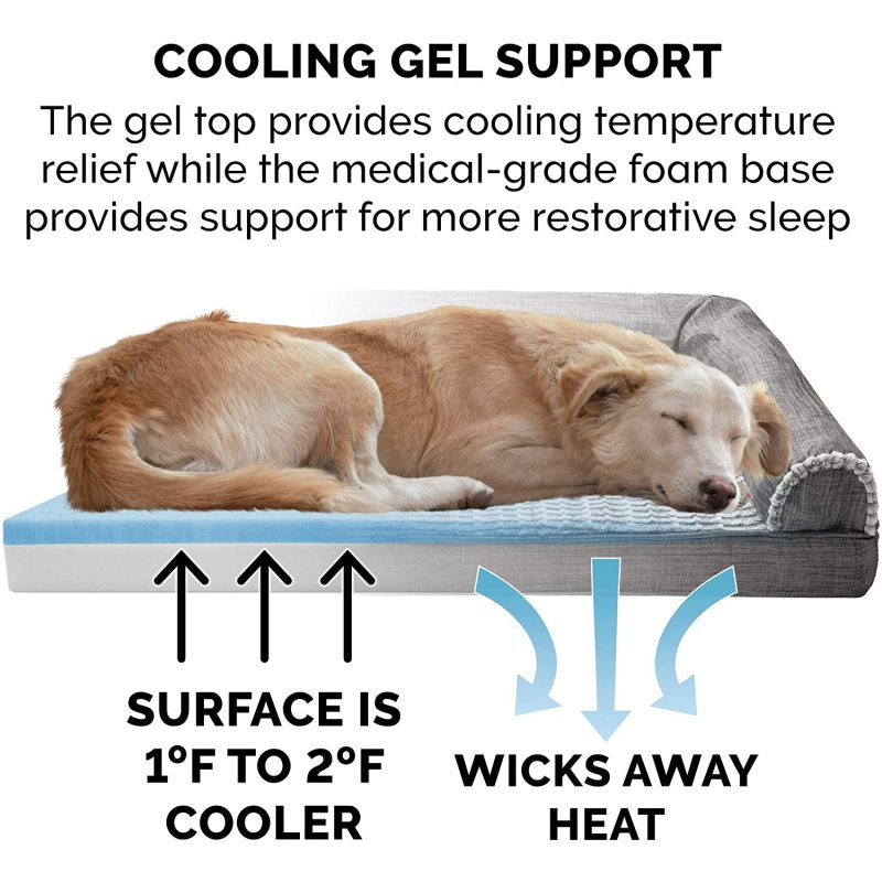 High Bolster Cooling Gel Memory Foam Pet Bed for Dogs and Cats Sofa Style Couch Indoor Dog Bed with Removable Washable Cover