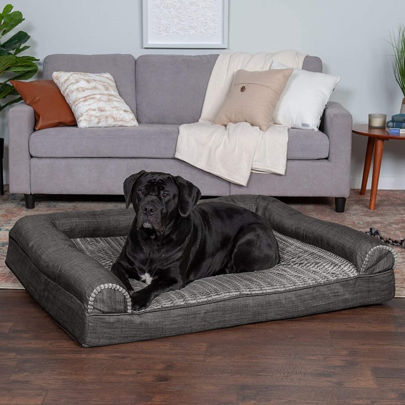High Bolster Cooling Gel Memory Foam Pet Bed for Dogs and Cats Sofa Style Couch Indoor Dog Bed with Removable Washable Cover