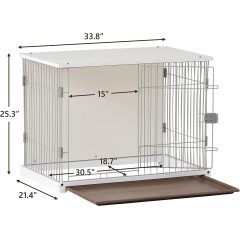 Furniture-Style Dog House Crates Wooden Structure Pets Kennel Crate with Movable Salver