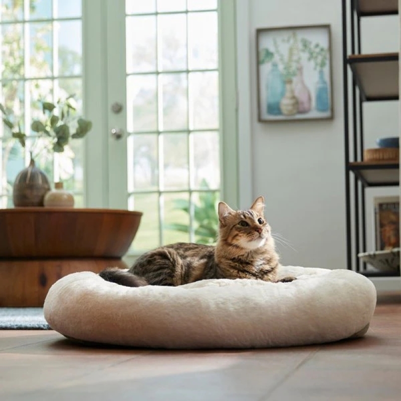 Pet Bed Dog Cat Bedding Round Bolster Cat Dog Bed Nest Round Donut Pet Bed for Dog Cat