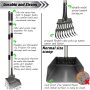 Dog Pooper Scooper, Adjustable Long Handle Rake & Scooper Set, Strong and Sturdy, Rust-Proof Metal Poop Scooper