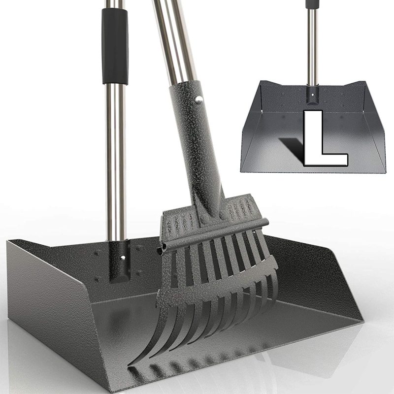 Dog Pooper Scooper, Adjustable Long Handle Rake & Scooper Set, Strong and Sturdy, Rust-Proof Metal Poop Scooper