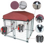 Weather Resistant Dog Kennel with Roof Cover Wire Pet Kennel