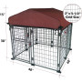 Weather Resistant Dog Kennel with Roof Cover Wire Pet Kennel