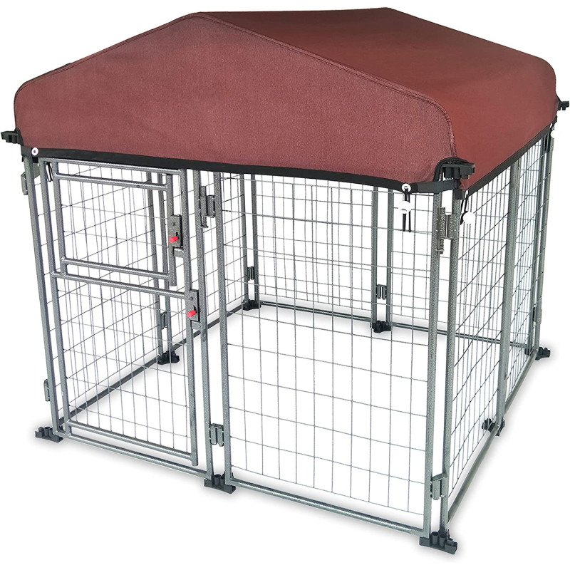 Weather Resistant Dog Kennel with Roof Cover Wire Pet Kennel