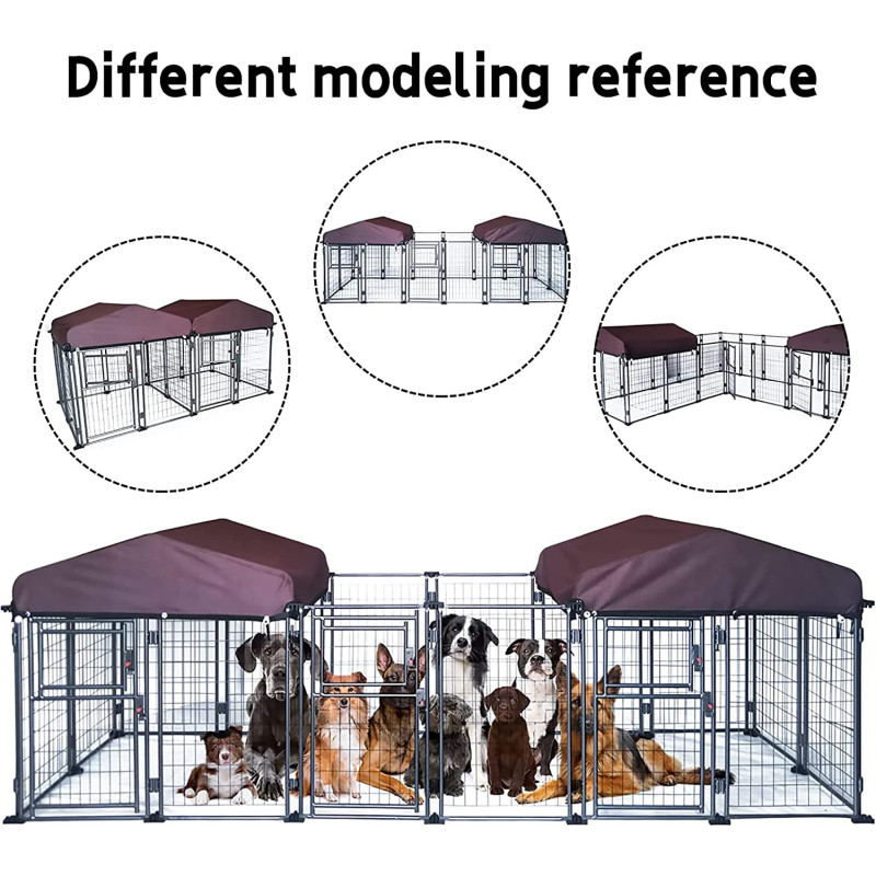 Weather Resistant Dog Kennel with Roof Cover Wire Pet Kennel