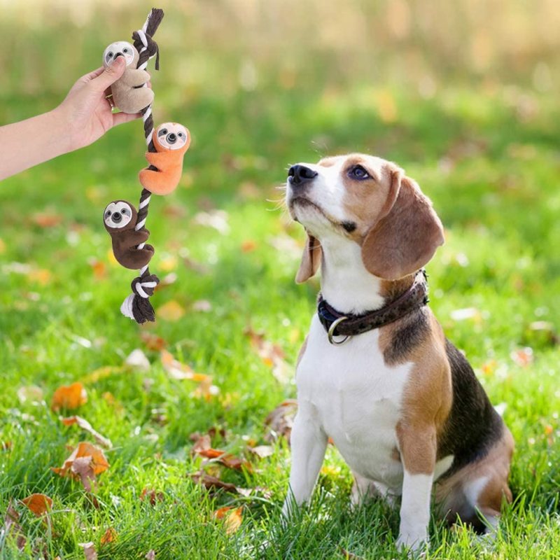 Cute Dog Rope Toy with Squeakers Tug of War Dog Toy Sloth Climbing Tree - Interactive Puppy Chew Toys for Small Medium Dogs