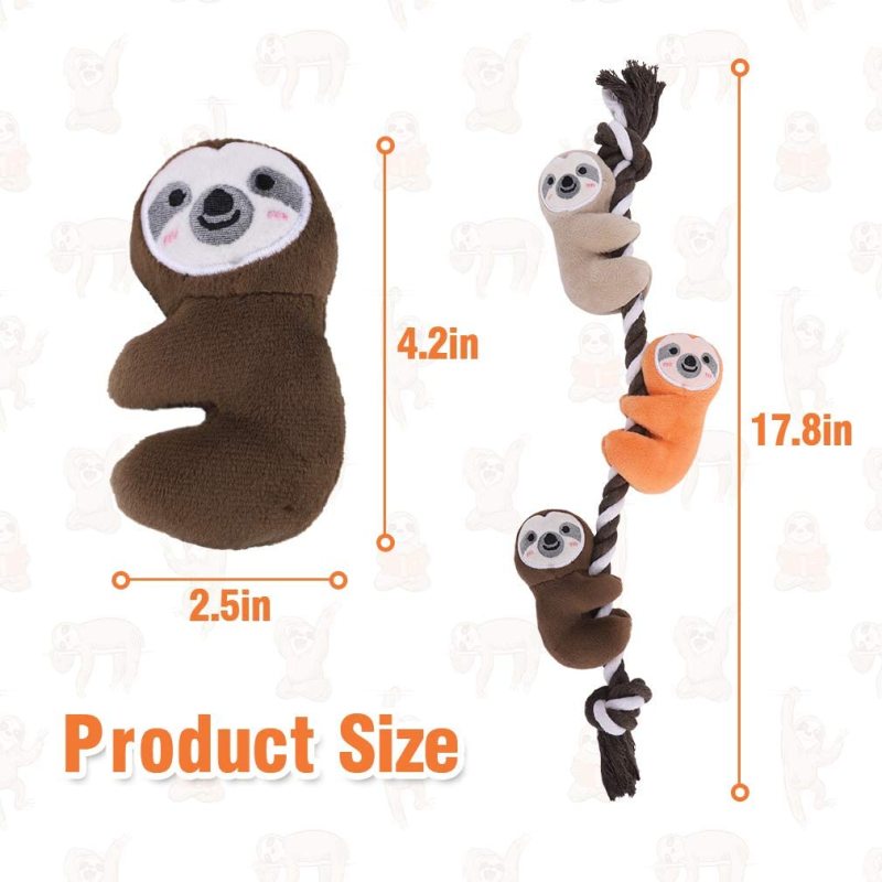 Cute Dog Rope Toy with Squeakers Tug of War Dog Toy Sloth Climbing Tree - Interactive Puppy Chew Toys for Small Medium Dogs