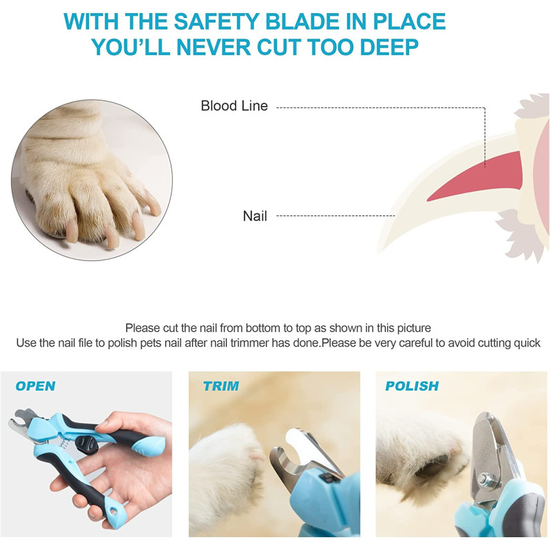 Comfortable Ergonomic Handle Pet Nail Cutter Gurender with Safety Guard