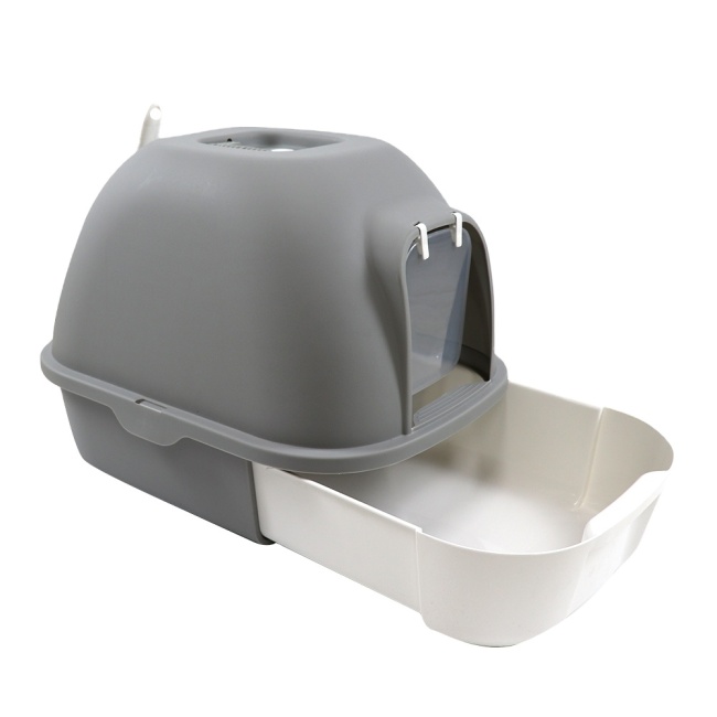 Pet Cat Litter Box with Lid,Top Entry Kitty Sifting Litter Box Kitten Toilet for Cats,Enclosure Pan with Mat No Smell