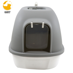 Pet Cat Litter Box with Lid,Top Entry Kitty Sifting Litter Box Kitten Toilet for Cats,Enclosure Pan with Mat No Smell