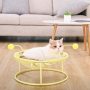 Detachable Washable Cat Hammock Elevated Cat Bed with Steel Frame and Teaser Toy Ball