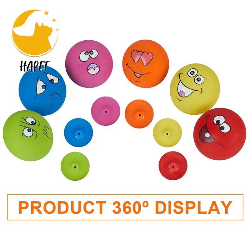 Squeaky Dog Toys Funny Face Chewing Latex Rubber Soft Fetch Play Interactive Dog Balls for Puppy Small Medium Pet Dog