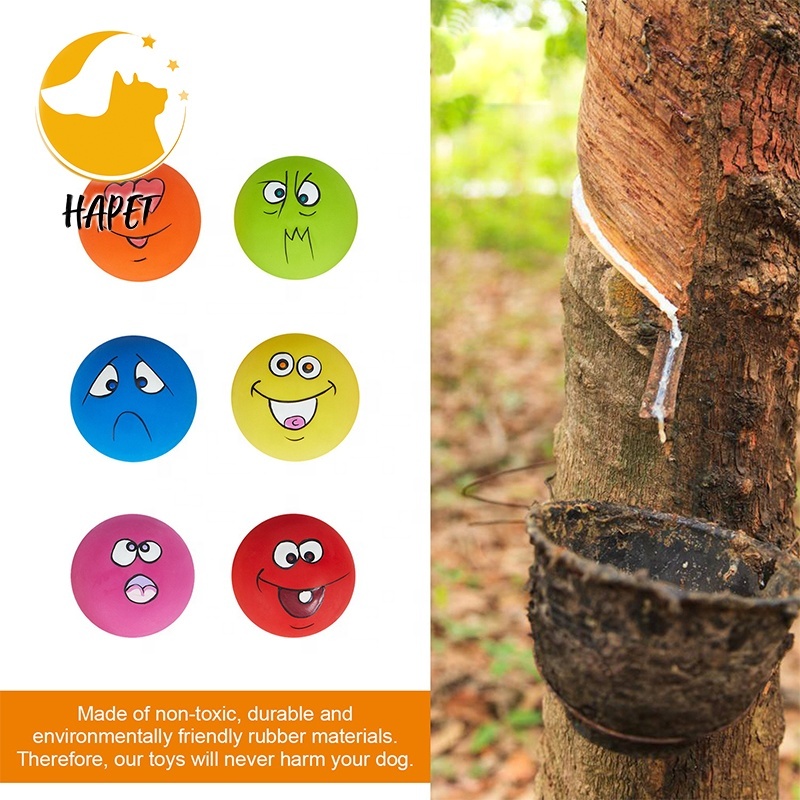 Squeaky Dog Toys Funny Face Chewing Latex Rubber Soft Fetch Play Interactive Dog Balls for Puppy Small Medium Pet Dog