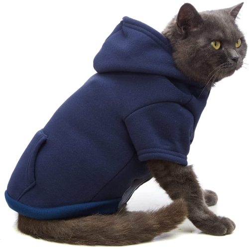 Cat Clothes Winter Cat Hoodie Sweatshirts with Pockets Warm Cat Sweater