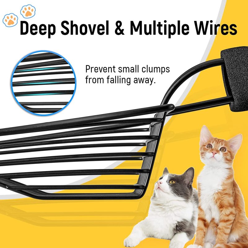 Cat Litter Scoop Stainless Steel Metal Scooper with Deep Shovel - Comfy Foam Handle