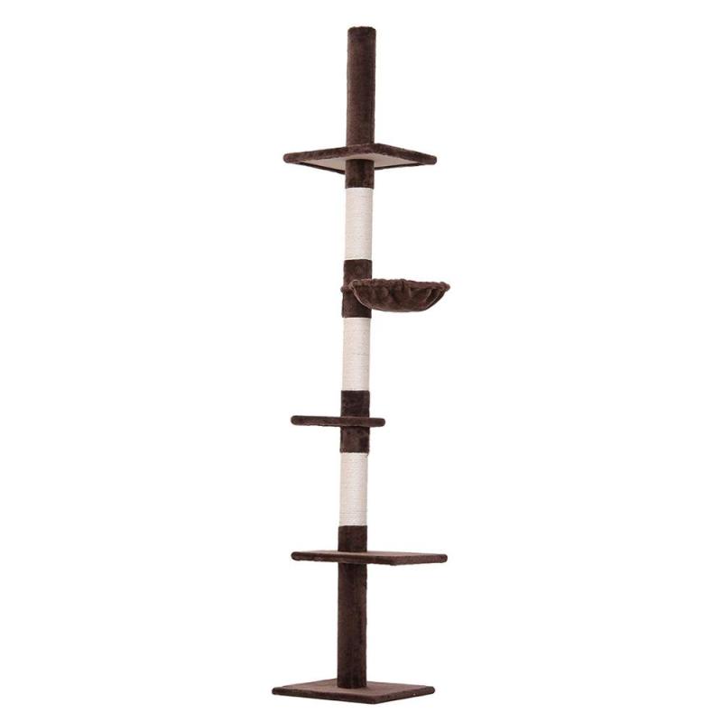 Gran altura ajustable de piso a techo Vertical Cat Tree Wall Cat Towers Cando con poste rascador