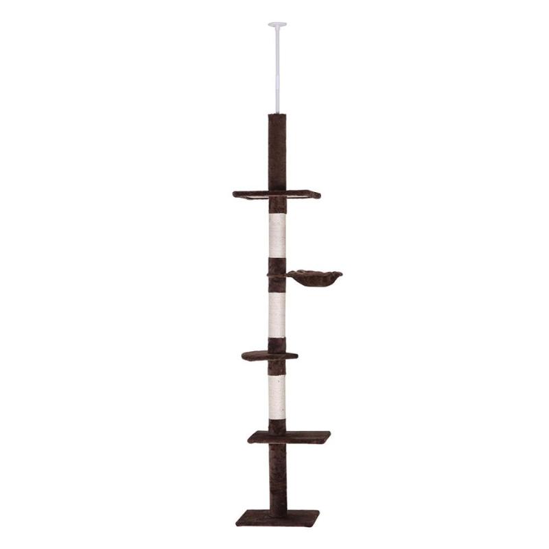 Gran altura ajustable de piso a techo Vertical Cat Tree Wall Cat Towers Cando con poste rascador