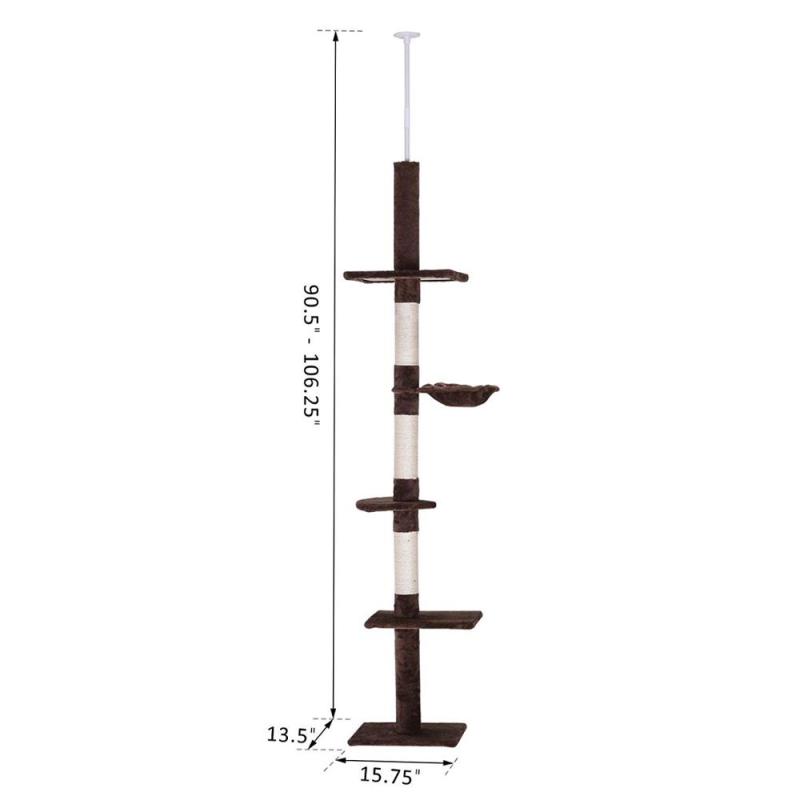 Gran altura ajustable de piso a techo Vertical Cat Tree Wall Cat Towers Cando con poste rascador