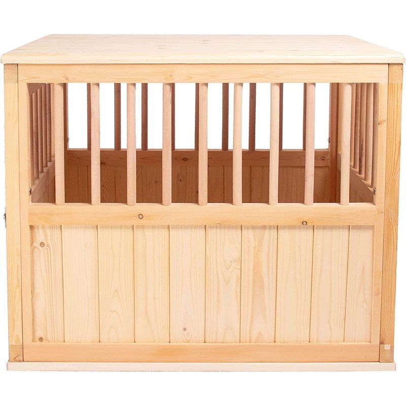 Wood Dog Crate Furniture Kennel for Medium Dogs End Table Indoor Dog House Torched Farmhouse Style