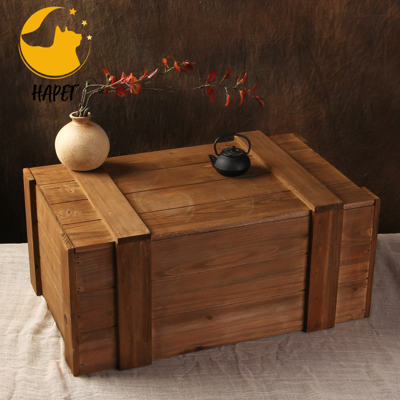 Handmade Pet Casket Wooden Burial Coffin with Pet Name Carving for Dogs & Cats Funeral