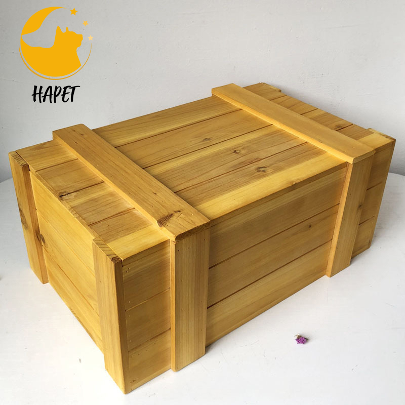 Handmade Pet Casket Wooden Burial Coffin with Pet Name Carving for Dogs & Cats Funeral