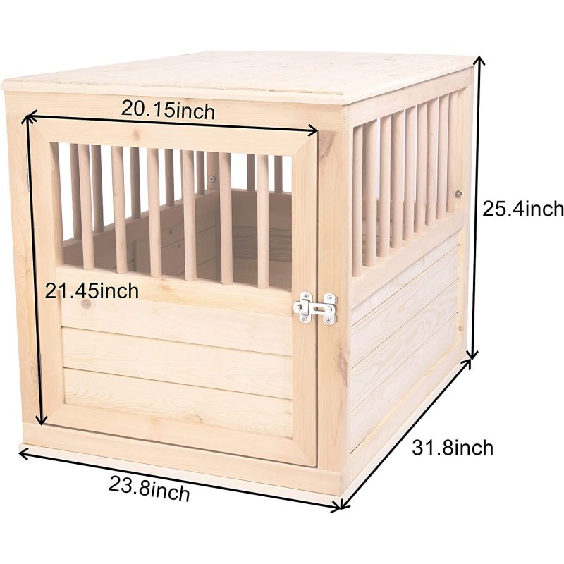 End Table Indoor Dog House Torched Farmhouse Style Dog Crate Furniture for Medium Dogs